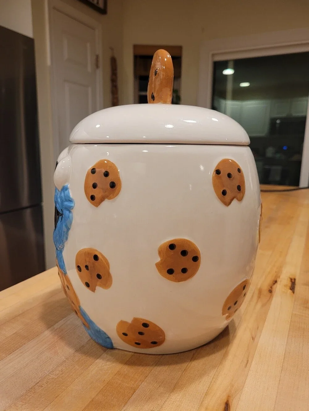 NEW Sesame Street Hand-Painted Cookie Monster Ceramic Cookie Jar